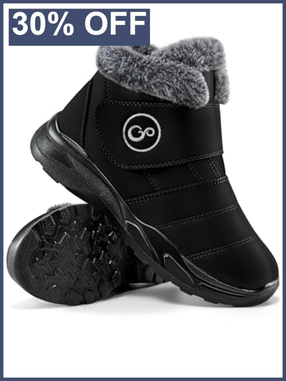 Winter Snow Boots for Women Waterproof Fur Lined Warm Anti Slip Hook and Loop